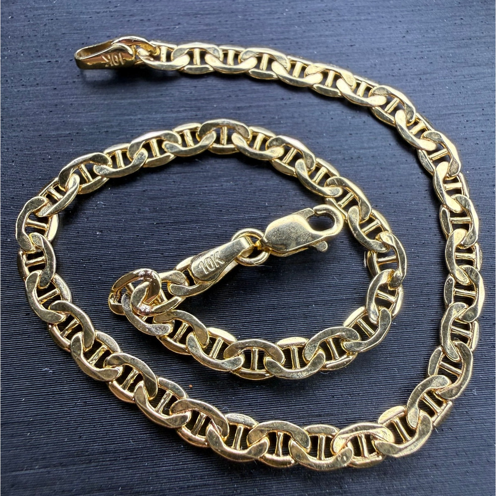 Solid 10k Yellow Italian Gold Guci Mariner Bracelet 8” Long 3.5mm Wide - Picture 2 of 6